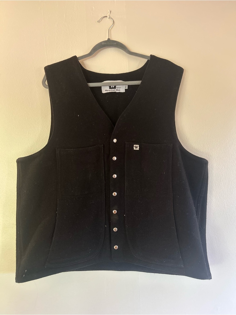 Warm Creek Wool Men’s Black Snap-Front Wool Vest